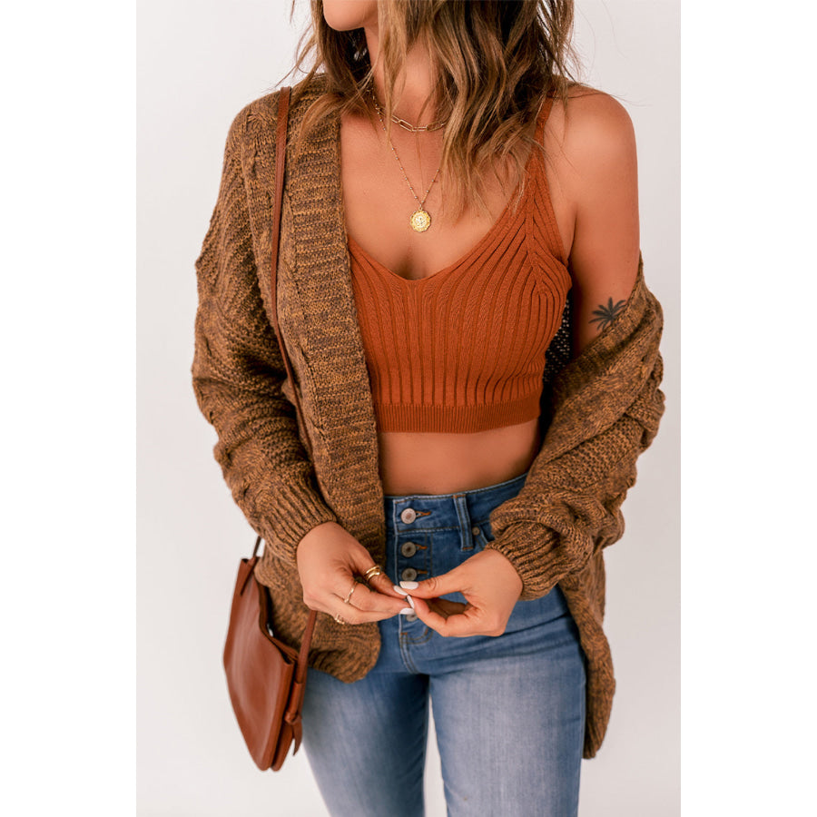 Cable-Knit Open Front Cardigan Apparel and Accessories