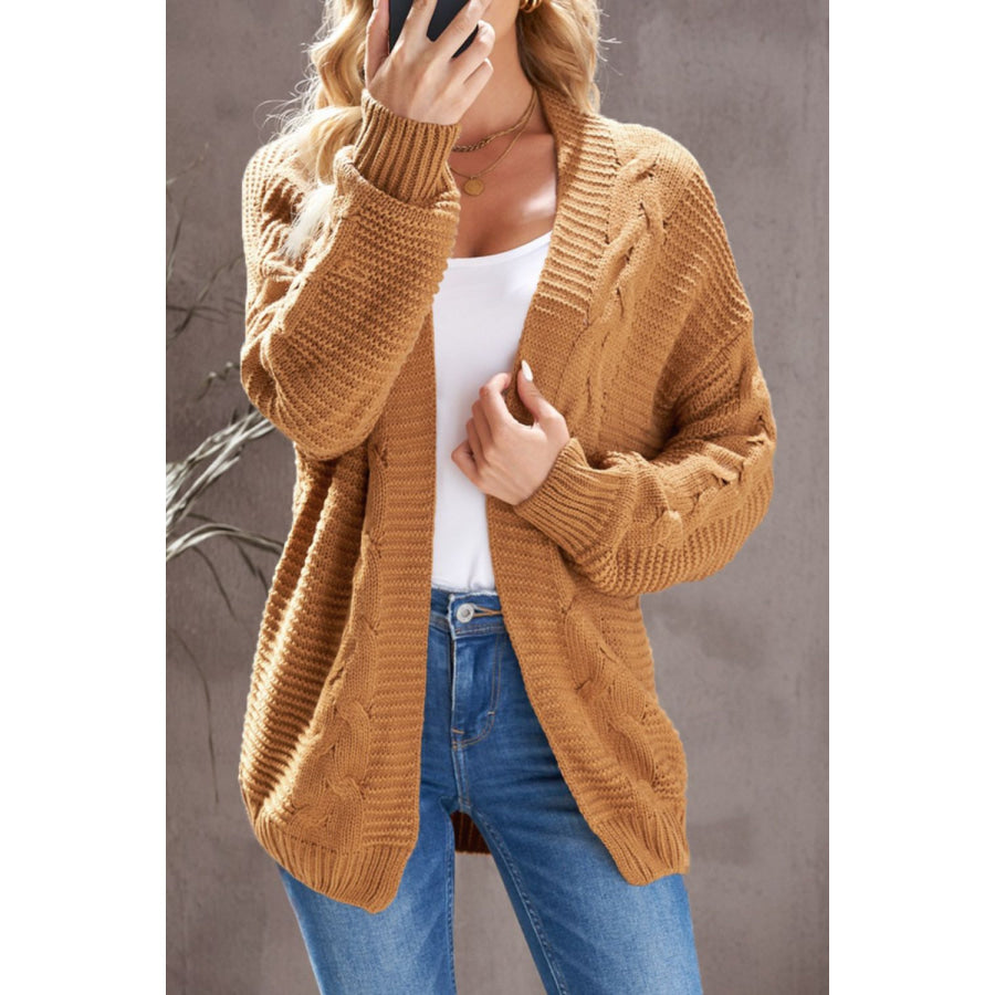 Cable-Knit Open Front Cardigan Apparel and Accessories