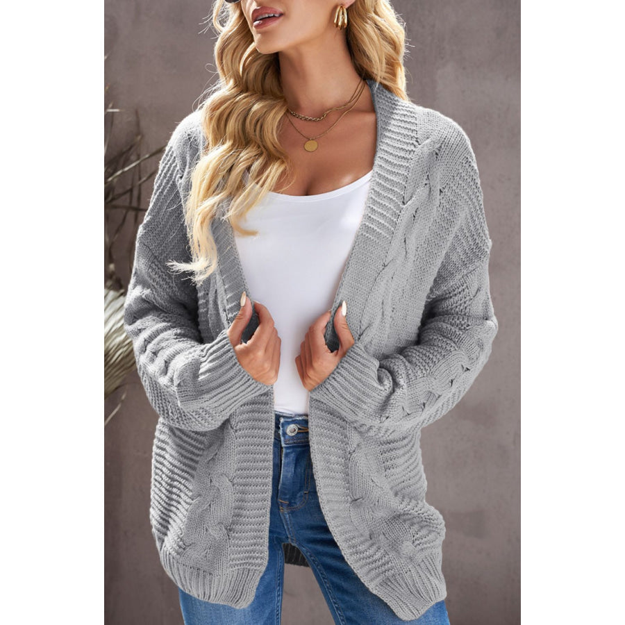 Cable-Knit Open Front Cardigan Apparel and Accessories