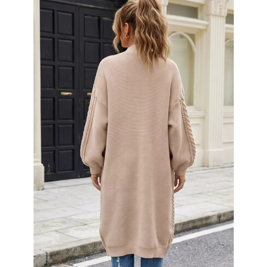 Cable-Knit Open-Front Longline Cardigan Apparel and Accessories