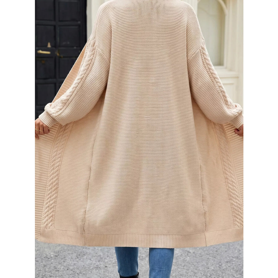 Cable-Knit Open-Front Longline Cardigan Apparel and Accessories