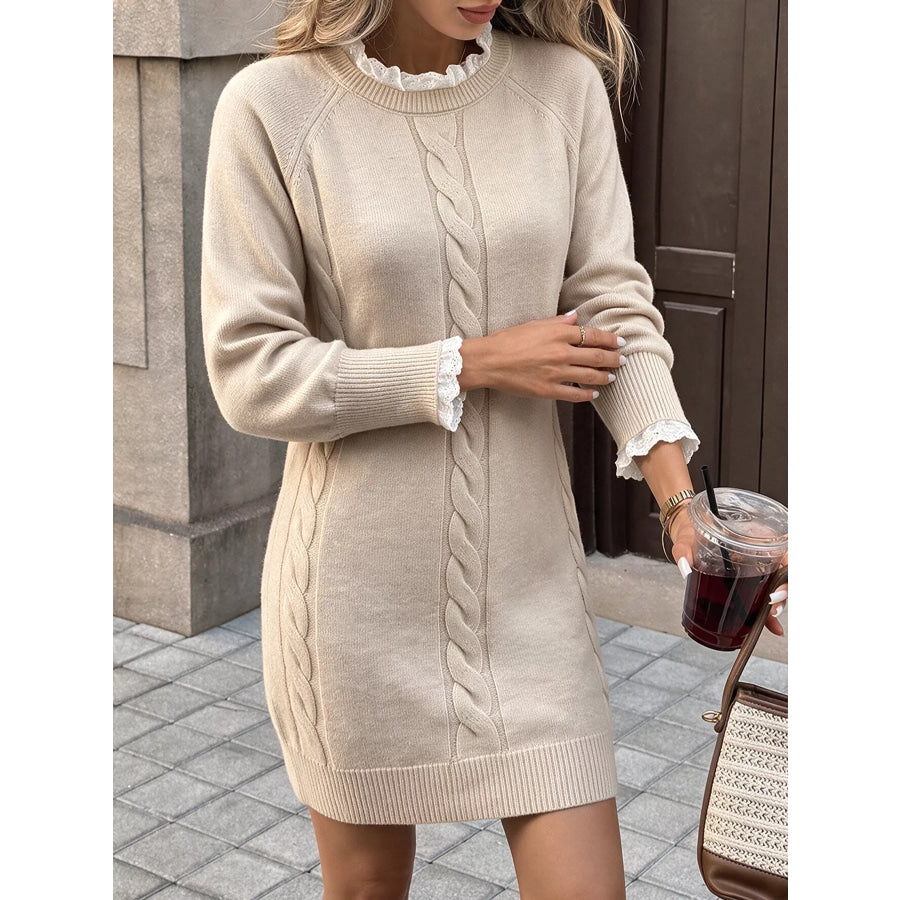 Cable Knit Raglan Sleeve Sweater Dress Apparel and Accessories