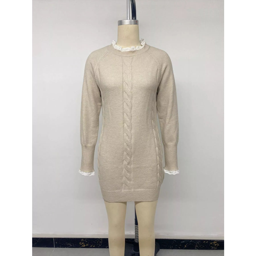 Cable Knit Raglan Sleeve Sweater Dress Apparel and Accessories