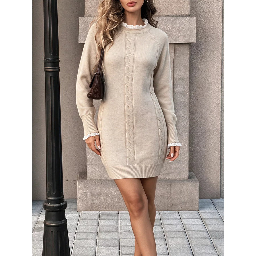 Cable Knit Raglan Sleeve Sweater Dress Apparel and Accessories