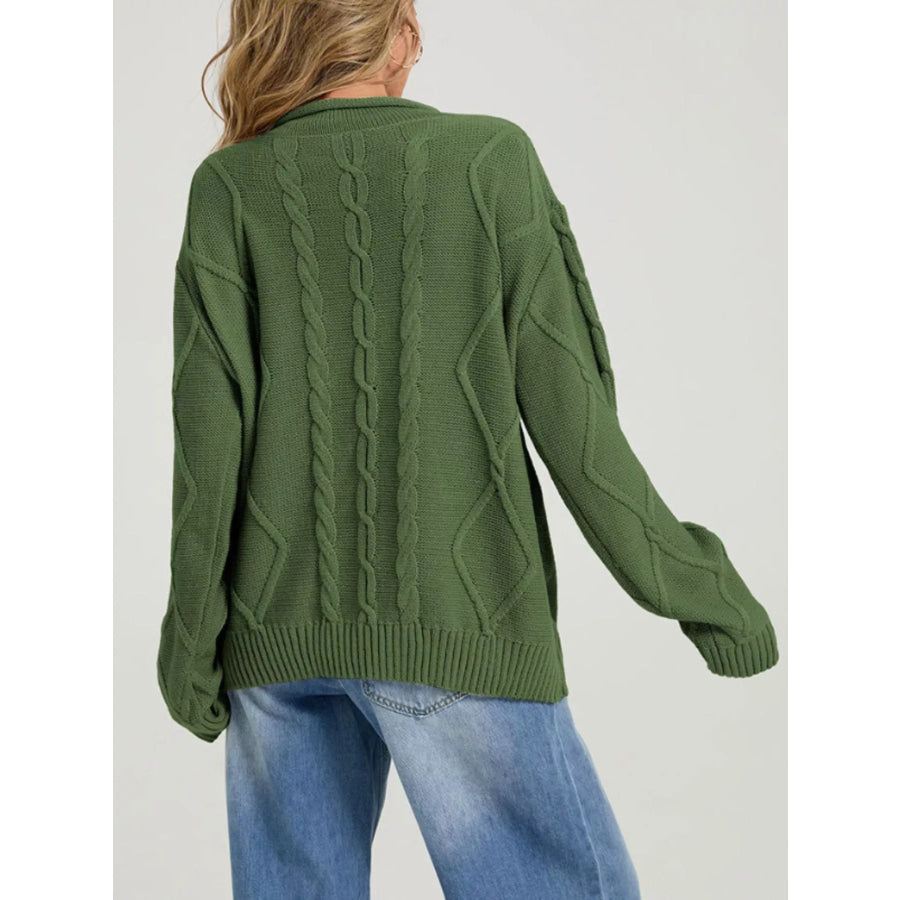 Cable Knit Ribbed Hem Sweater Apparel and Accessories