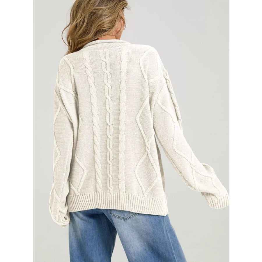Cable Knit Ribbed Hem Sweater Apparel and Accessories