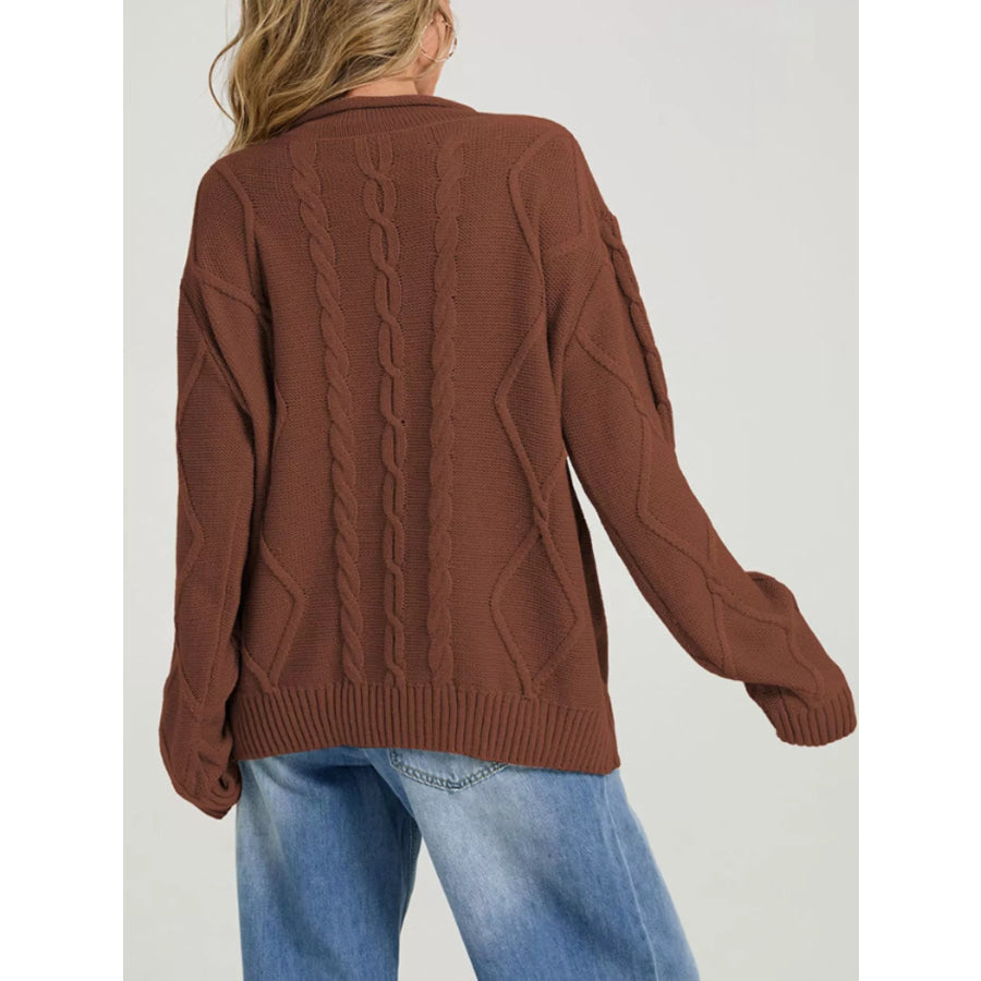 Cable Knit Ribbed Hem Sweater Apparel and Accessories