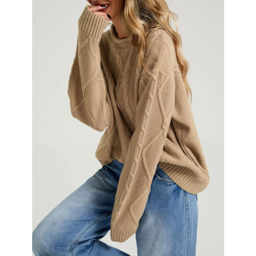 Cable Knit Ribbed Hem Sweater Apparel and Accessories