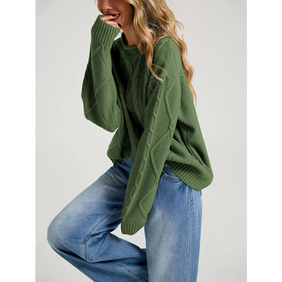 Cable Knit Ribbed Hem Sweater Apparel and Accessories