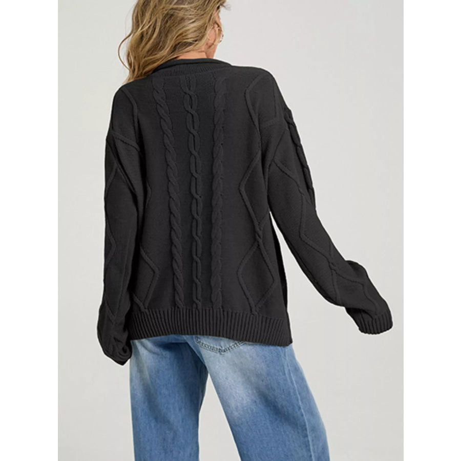 Cable Knit Ribbed Hem Sweater Apparel and Accessories
