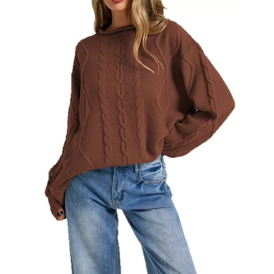 Cable Knit Ribbed Hem Sweater Apparel and Accessories