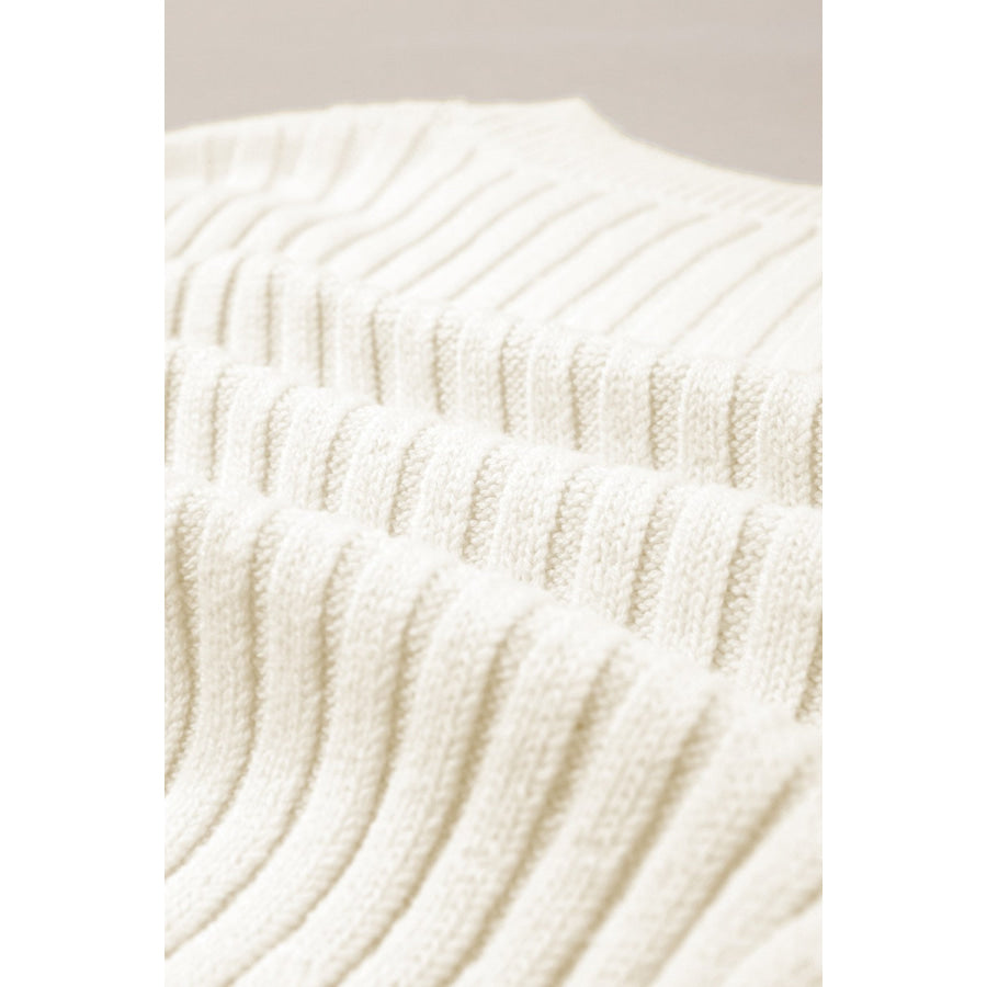 Cable-Knit Round Neck Long Sleeve Sweater Apparel and Accessories