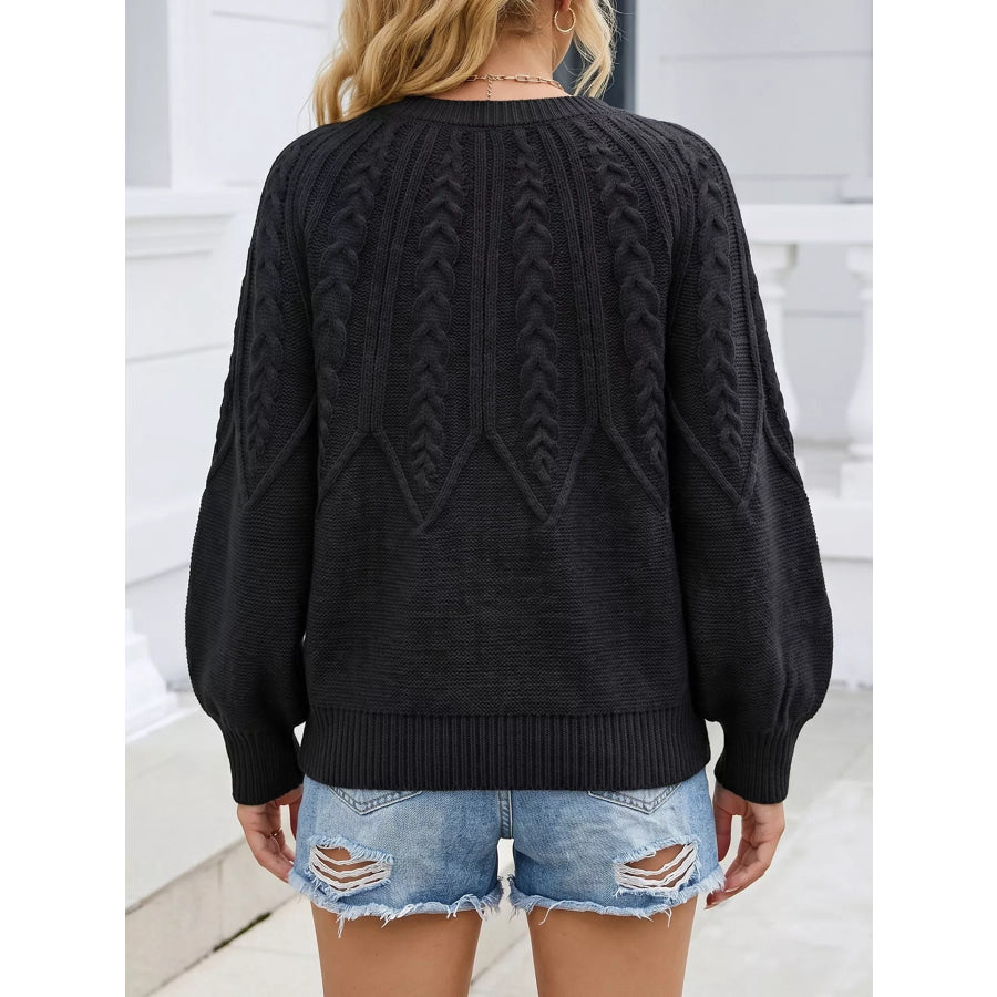 Cable-Knit Round Neck Sweater Apparel and Accessories