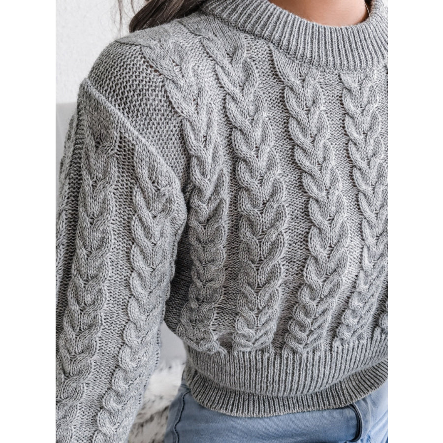 Cable-Knit Round Neck Sweater Apparel and Accessories