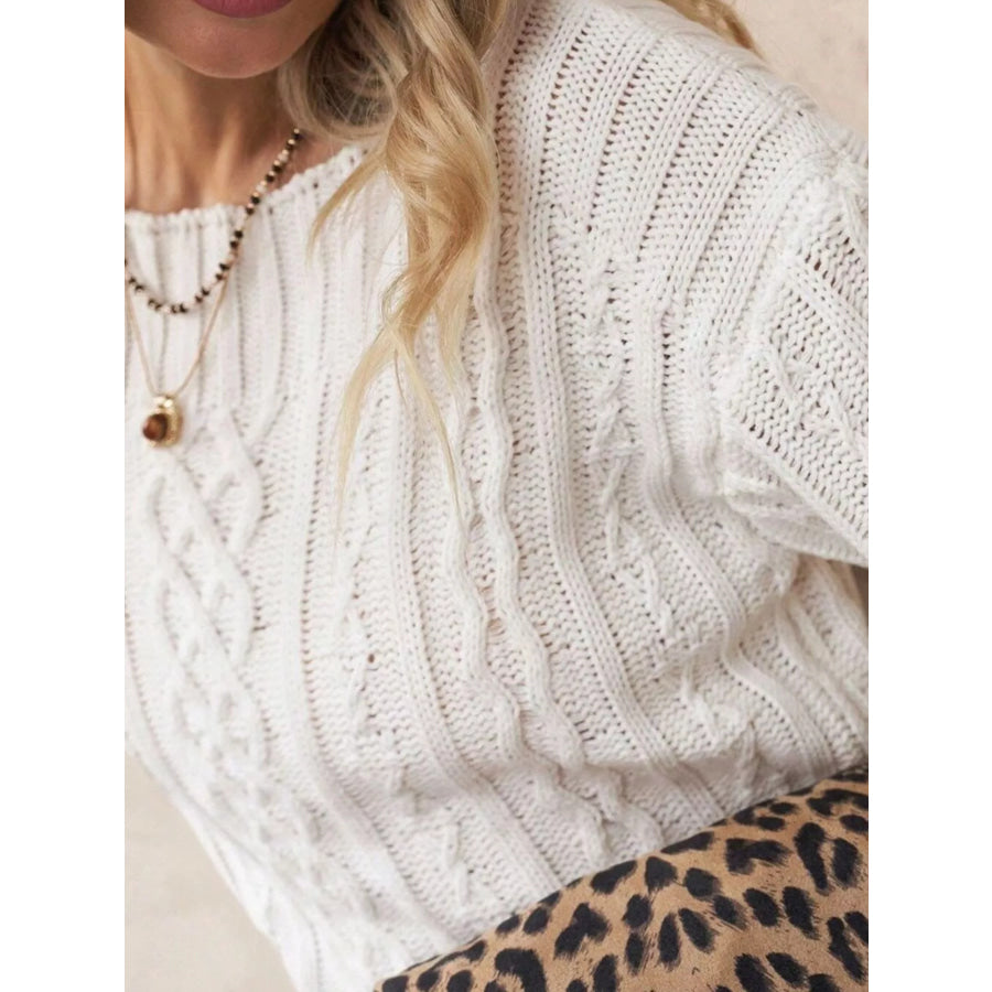 Cable-Knit Round Neck Sweater Apparel and Accessories
