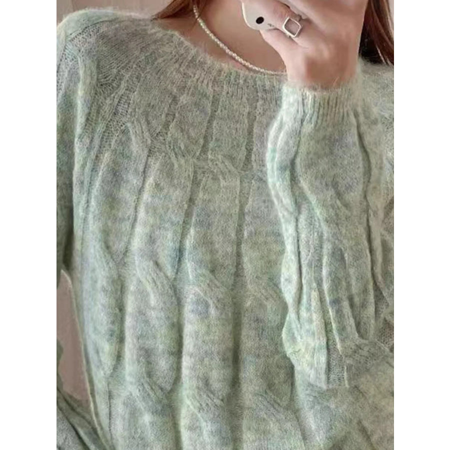 Cable-Knit Round Neck Sweater Apparel and Accessories