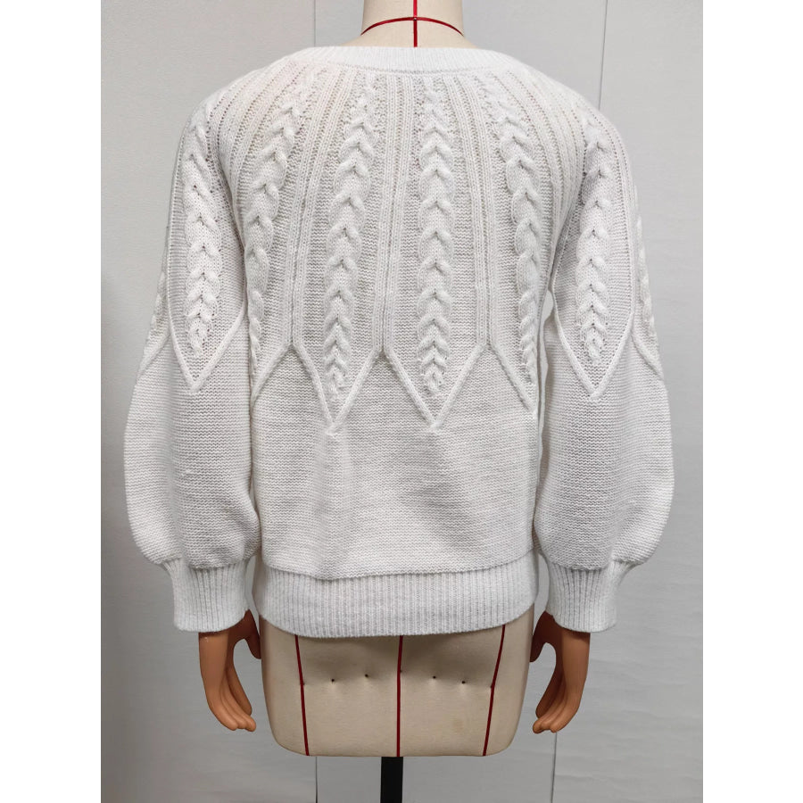 Cable-Knit Round Neck Sweater Apparel and Accessories