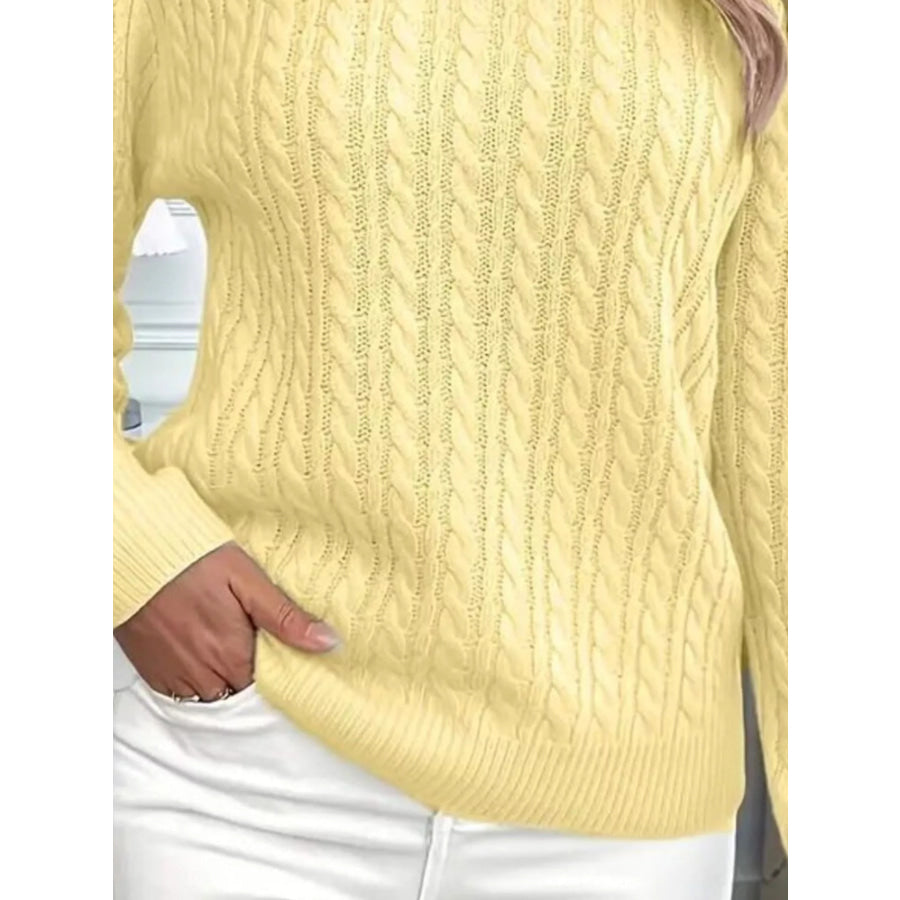 Cable Knit Round Neck Sweater Apparel and Accessories