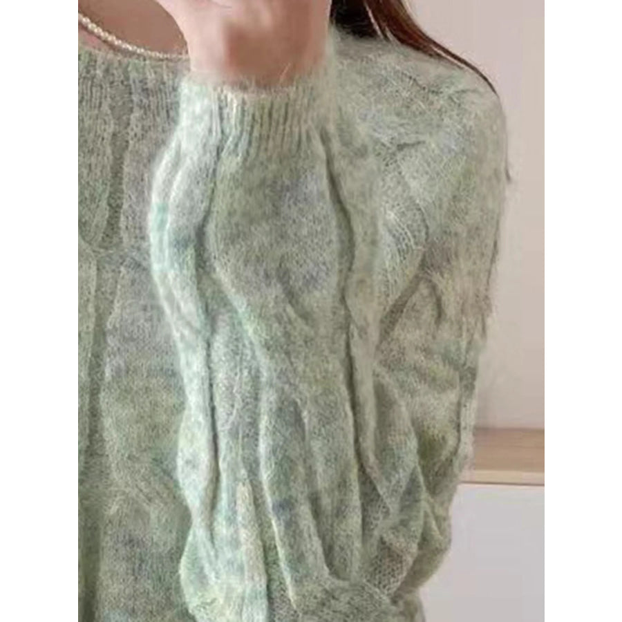 Cable-Knit Round Neck Sweater Apparel and Accessories