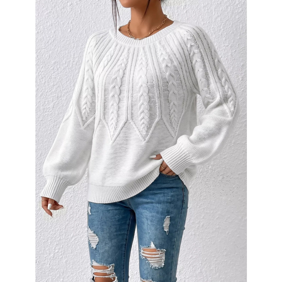 Cable-Knit Round Neck Sweater Apparel and Accessories