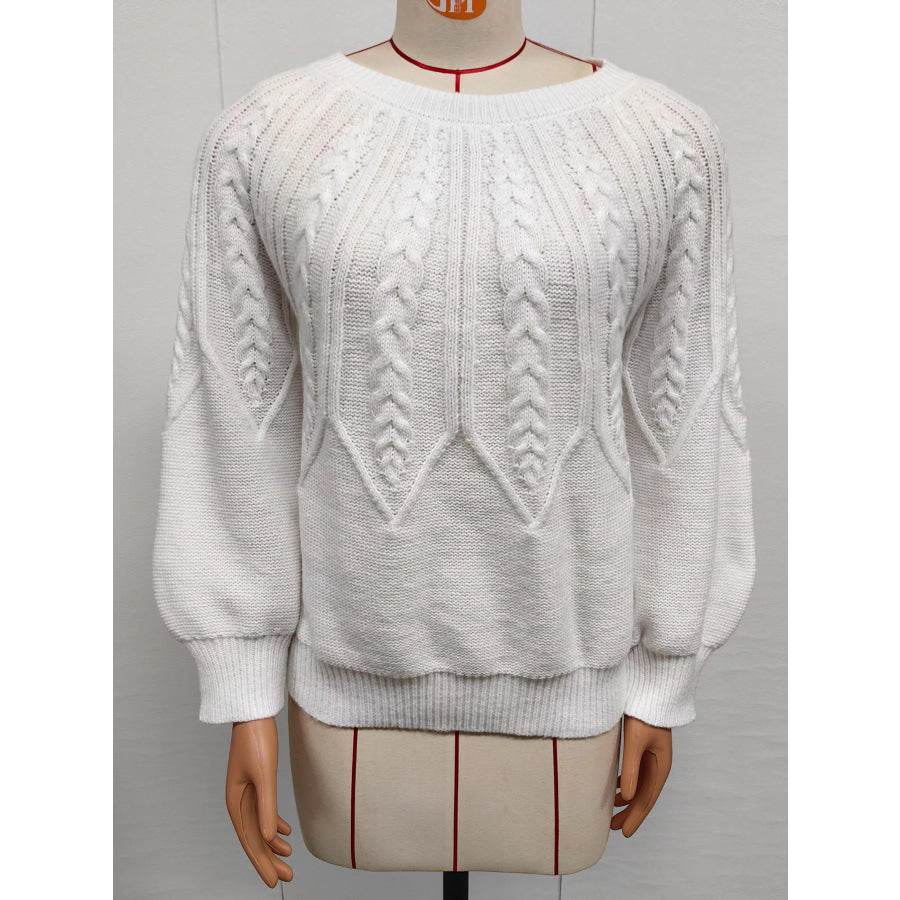 Cable-Knit Round Neck Sweater Apparel and Accessories