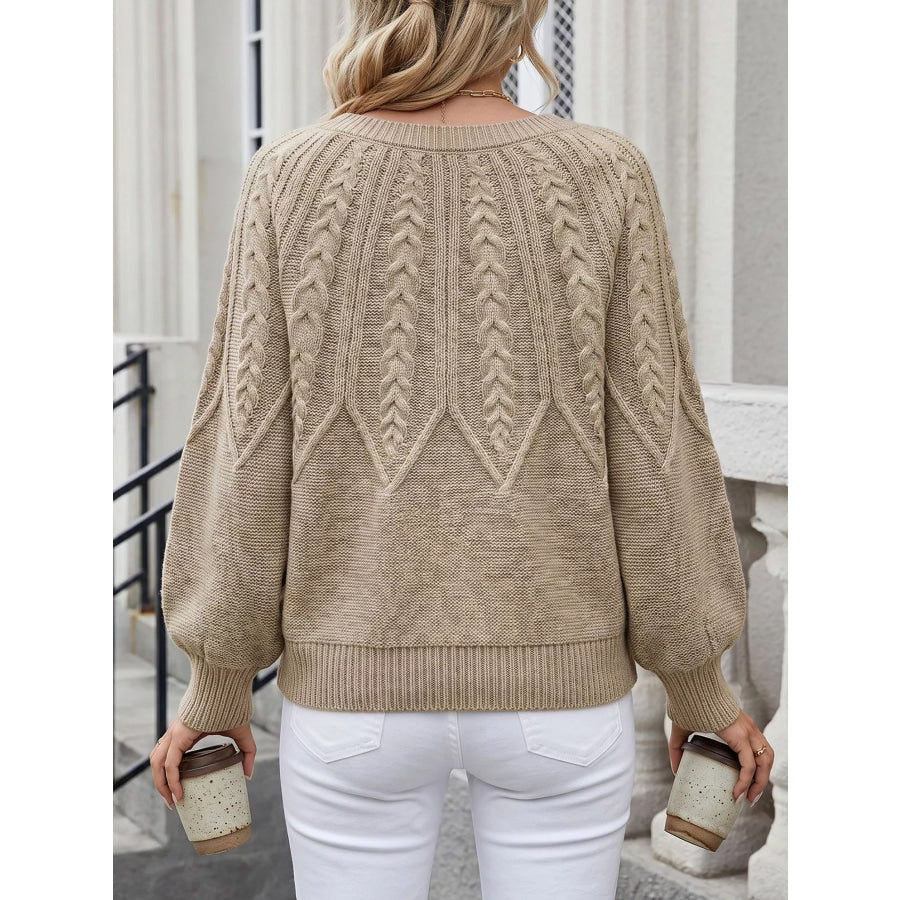 Cable-Knit Round Neck Sweater Apparel and Accessories