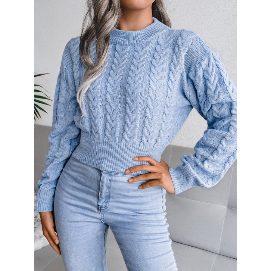 Cable-Knit Round Neck Sweater Apparel and Accessories