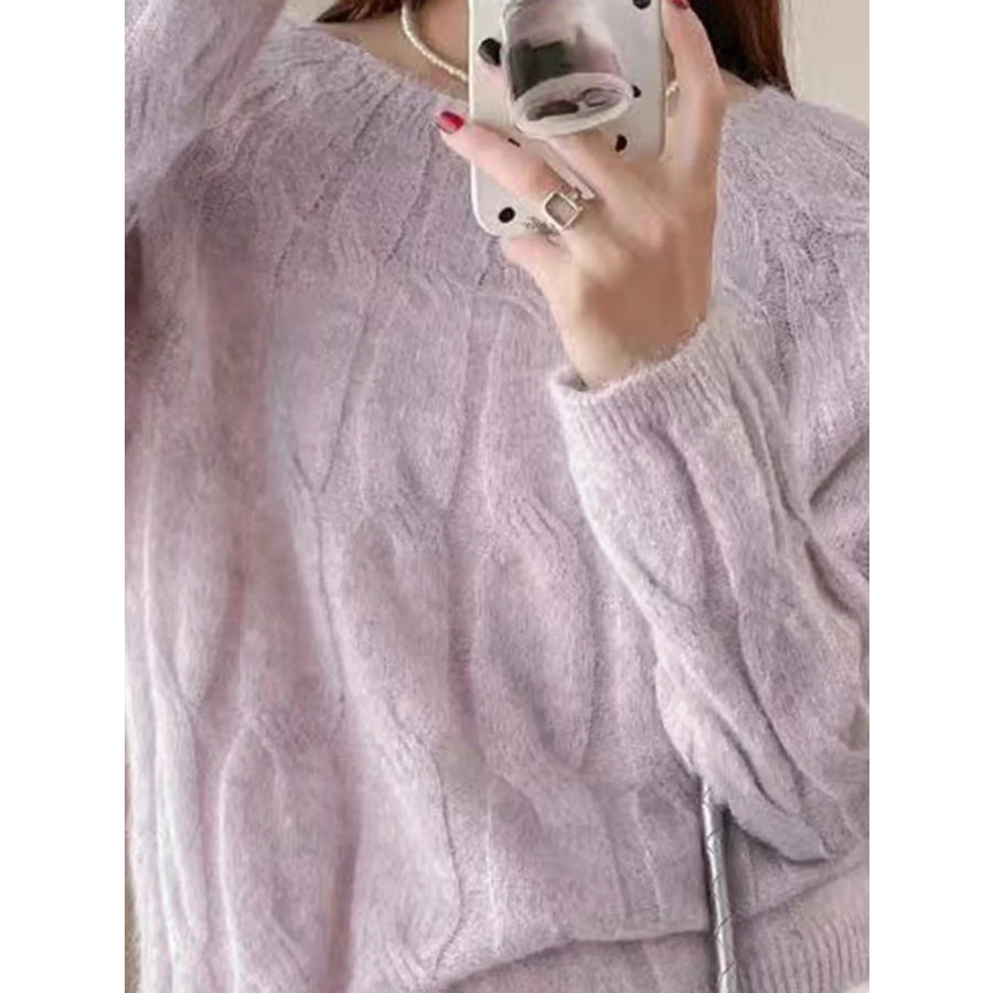 Cable-Knit Round Neck Sweater Apparel and Accessories