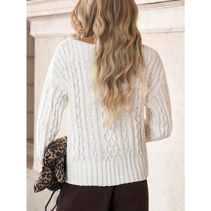 Cable-Knit Round Neck Sweater Apparel and Accessories
