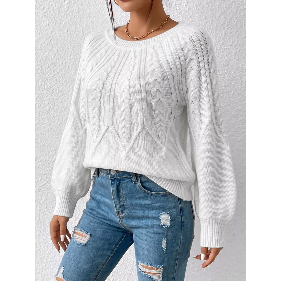 Cable-Knit Round Neck Sweater Apparel and Accessories