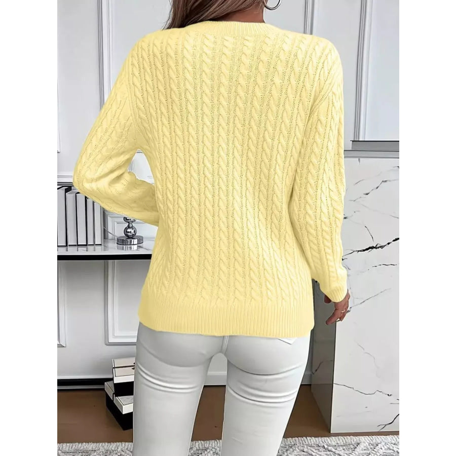 Cable Knit Round Neck Sweater Apparel and Accessories
