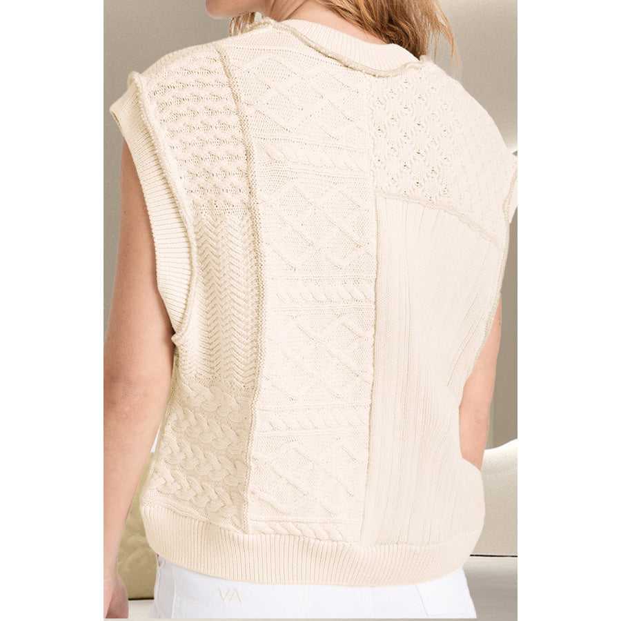 Cable-Knit Round Neck Sweater Vest Apparel and Accessories