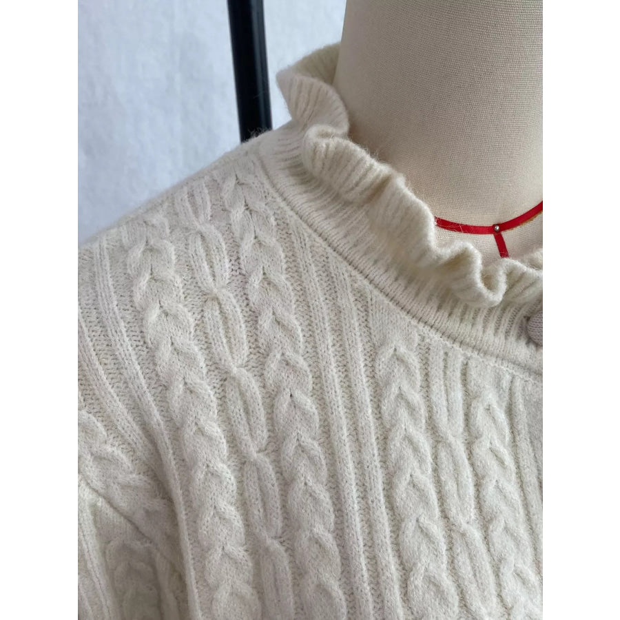 Cable-Knit Ruffle-Trim Cardigan Apparel and Accessories