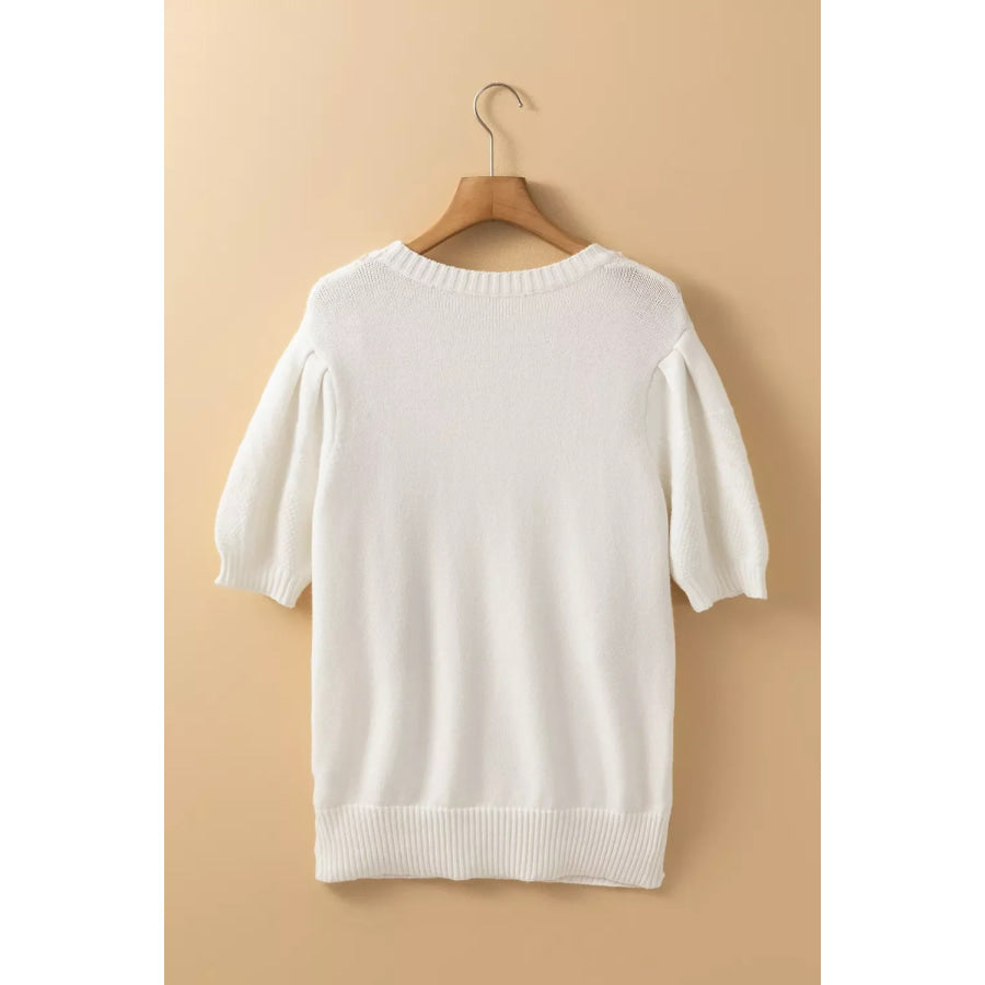 Cable Knit Short Sleeve Sweater Apparel and Accessories
