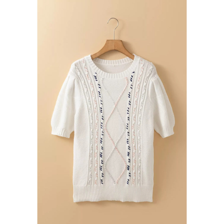 Cable Knit Short Sleeve Sweater Apparel and Accessories