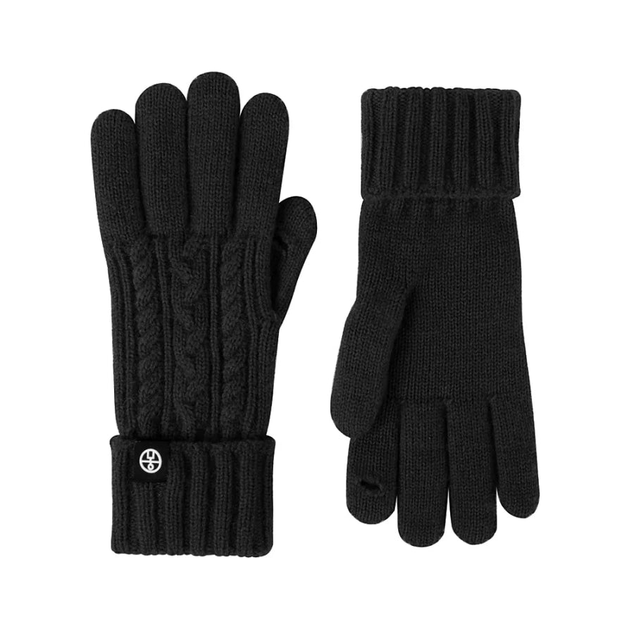 Cable Knit Touchscreen Gloves Black / One Size Apparel and Accessories