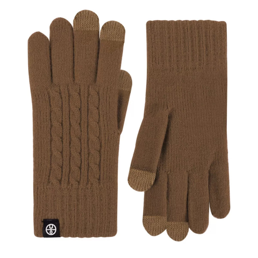 Cable Knit Touchscreen Gloves Brown / One Size Apparel and Accessories