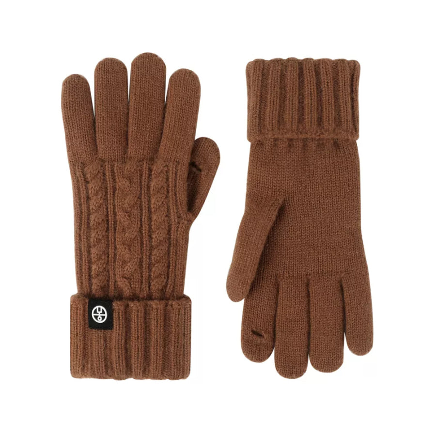 Cable Knit Touchscreen Gloves Coffee Brown / One Size Apparel and Accessories
