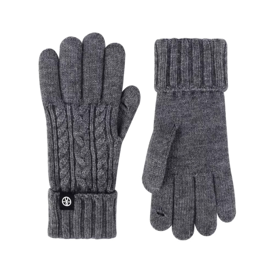 Cable Knit Touchscreen Gloves Dark Gray / One Size Apparel and Accessories