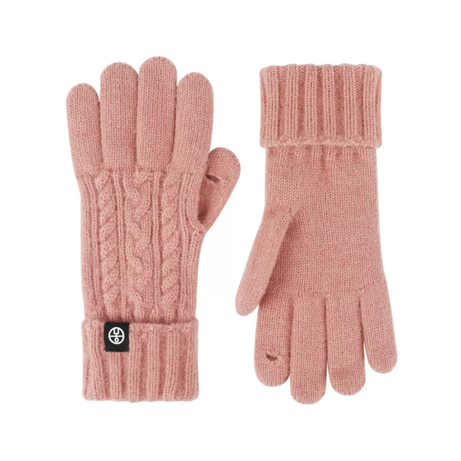 Cable Knit Touchscreen Gloves Dusty Pink / One Size Apparel and Accessories