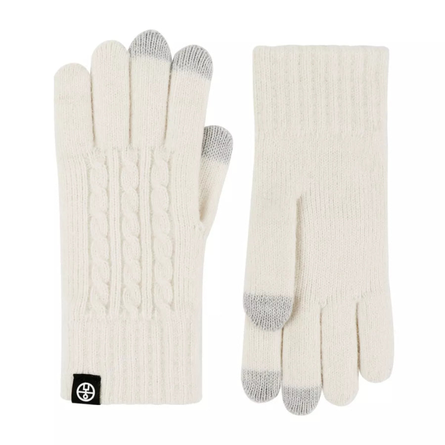 Cable Knit Touchscreen Gloves Off-white / One Size Apparel and Accessories