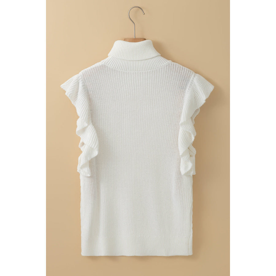 Cable-Knit Turtleneck Cap Sleeve Sweater Apparel and Accessories