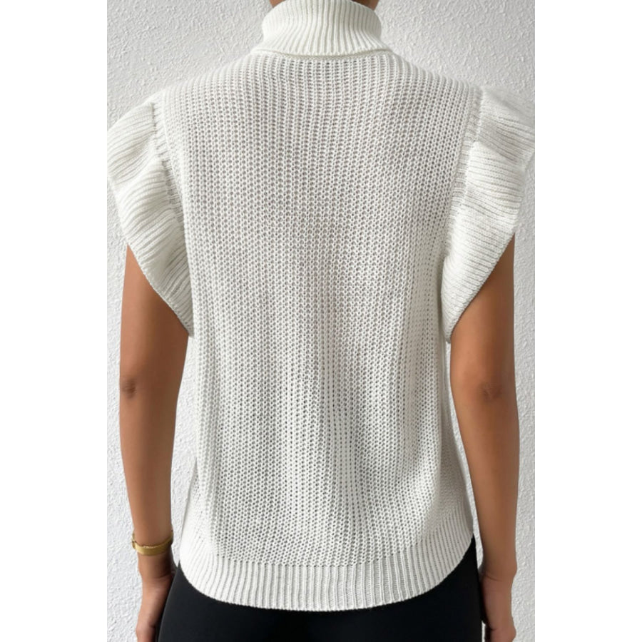 Cable-Knit Turtleneck Cap Sleeve Sweater Apparel and Accessories