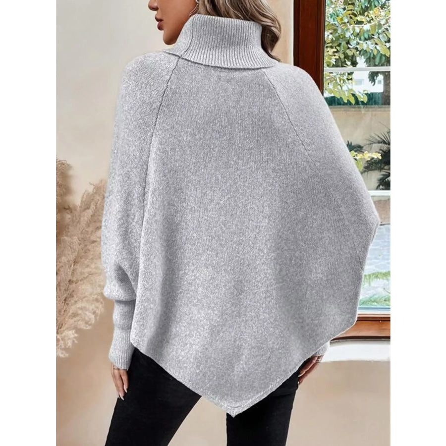 Cable Knit Turtleneck Cape Sweater Apparel and Accessories
