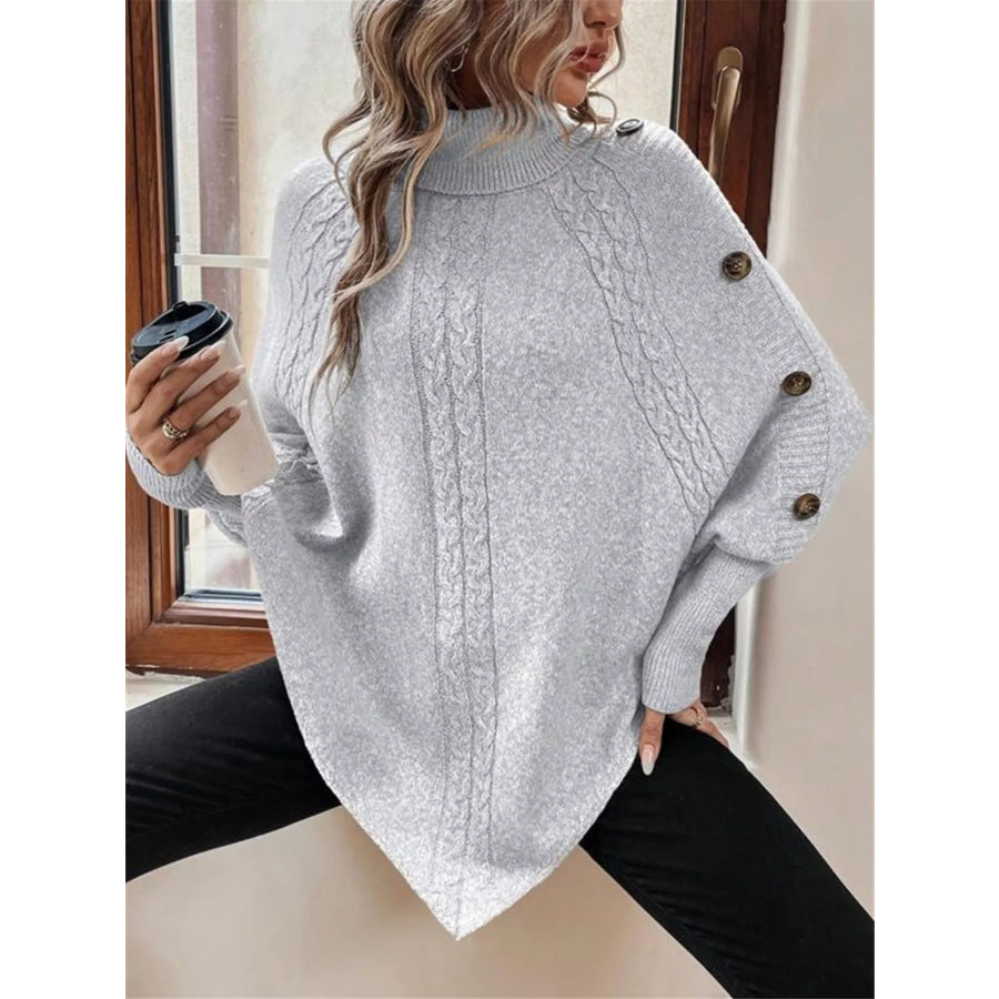 Cable Knit Turtleneck Cape Sweater Apparel and Accessories
