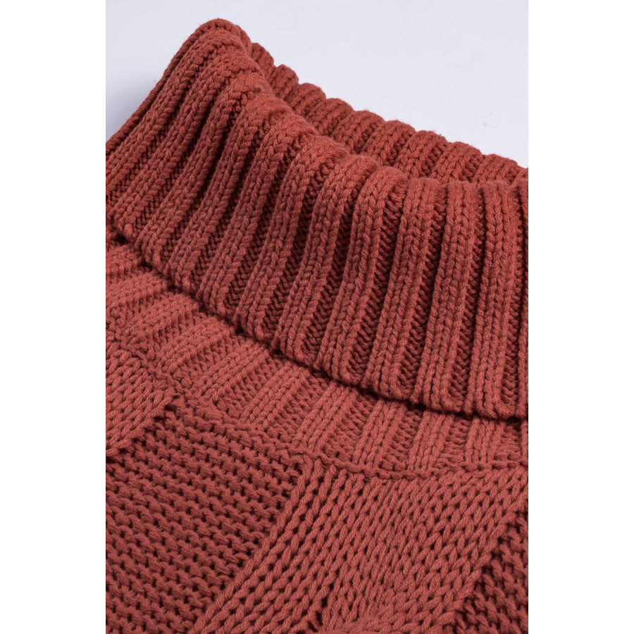 Cable-Knit Turtleneck Dropped Shoulder Sweater Apparel and Accessories