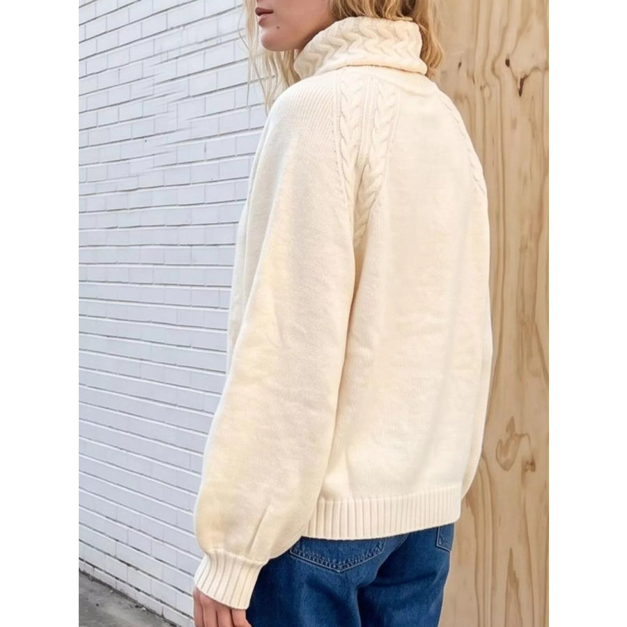 Cable-Knit Turtleneck Long Sleeve Sweater Apparel and Accessories
