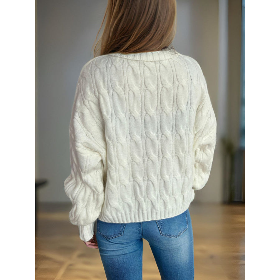 Cable-Knit Turtleneck Long Sleeve Sweater Apparel and Accessories