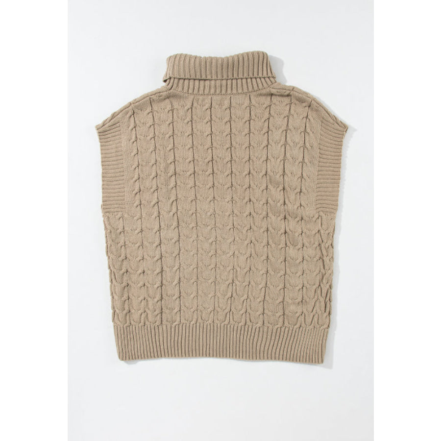 Cable Knit Turtleneck Short Sleeve Sweater Apparel and Accessories