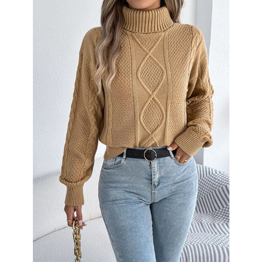 Cable Knit Turtleneck Sweater Apparel and Accessories